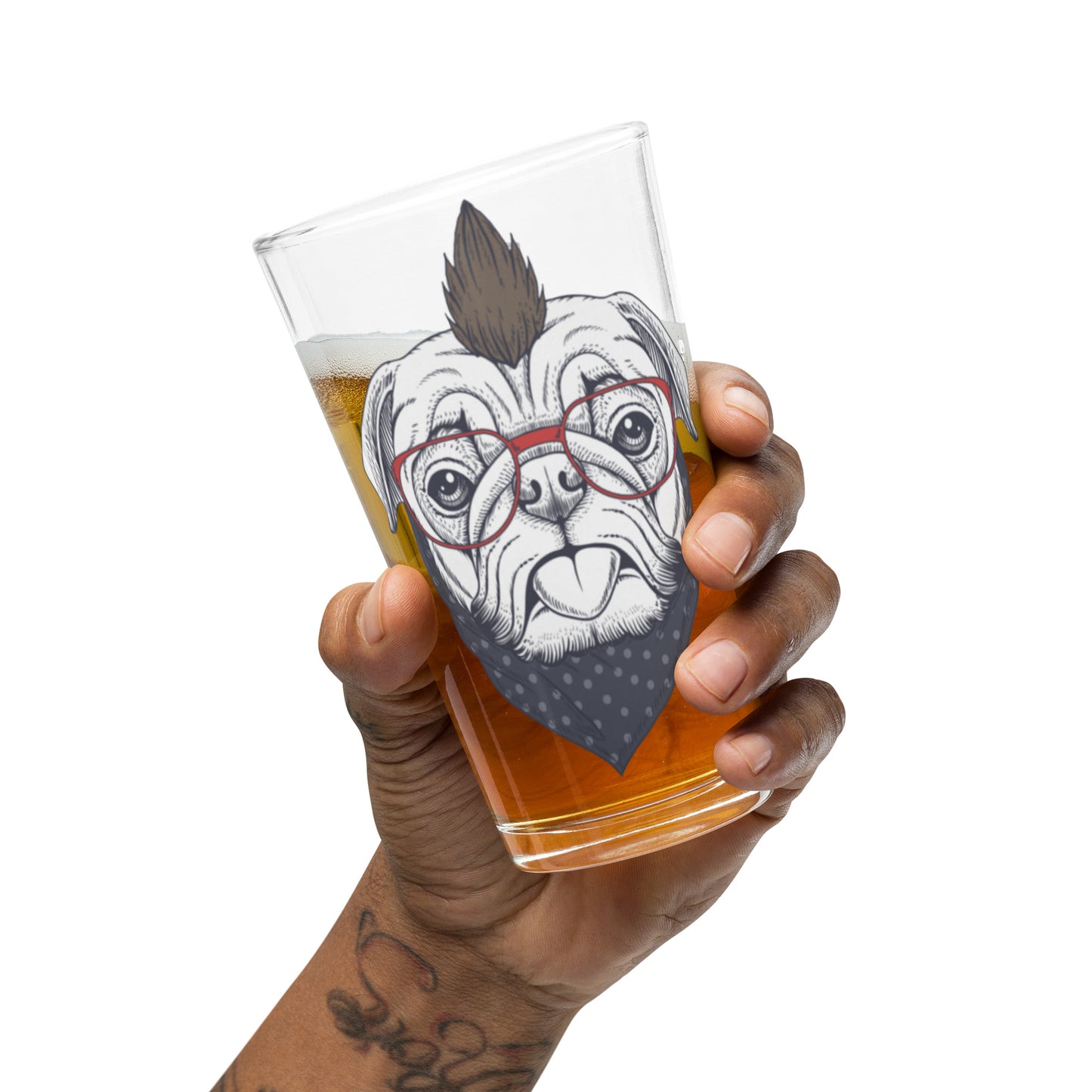 Mohawk Voodoo Pug Shaker pint glass