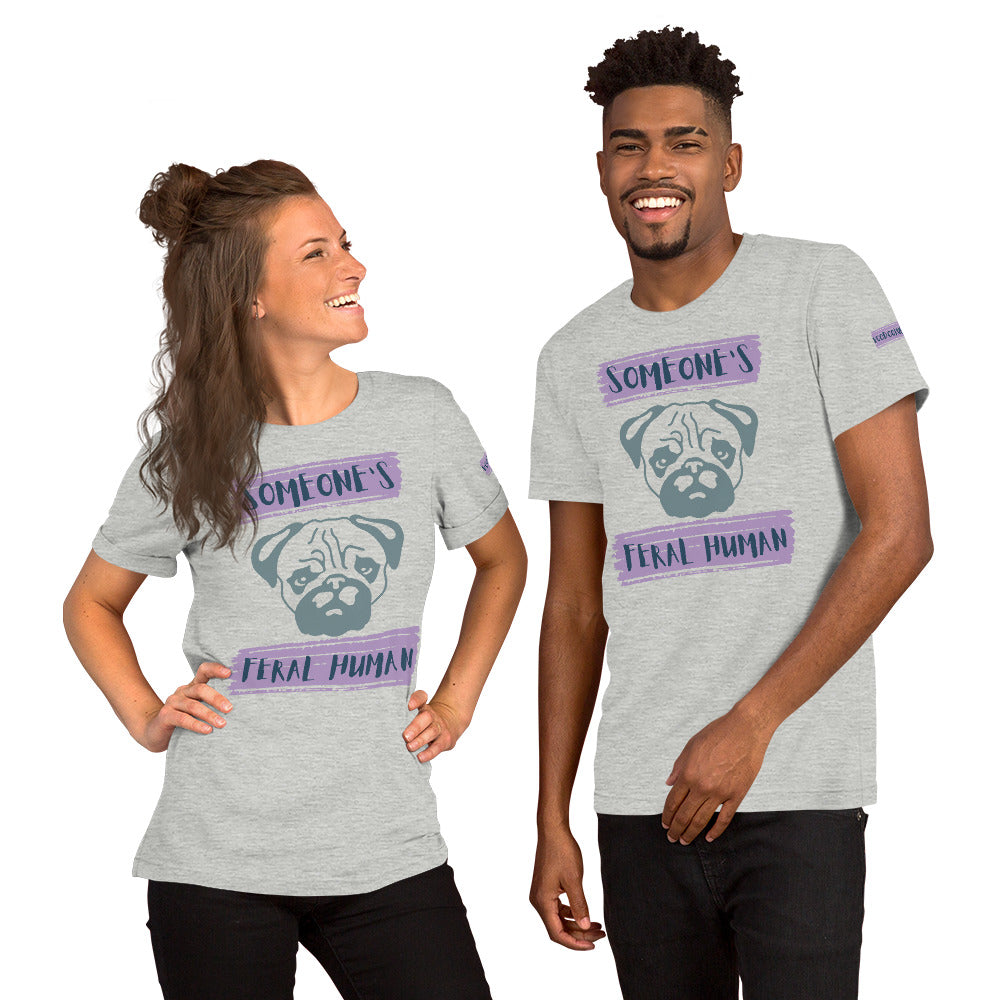 Pug's Feral Human Unisex t-shirt - Purple